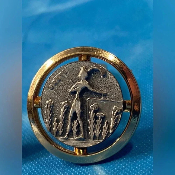 Crete  Coin Silver and Gold Tone Cuff Links Cufflinks - Vintage - Picture 13 of 14